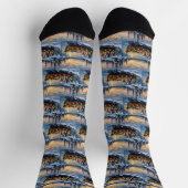 Old English Sheepdog Christmas Boat Holiday ソックス (上部)