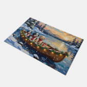 Old English Sheepdog Christmas Boat Holiday ドアマット (アングル)