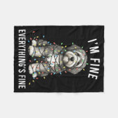 Old English Sheepdog Christmas I'm Fine Everything フリースブランケット (正面(横))