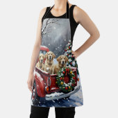 Old English Sheepdog Christmas Red Truck Holiday エプロン (インサイチュ)