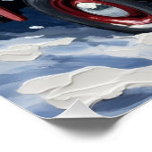 Old English Sheepdog Christmas Red Truck Holiday ポスター (コーナー)