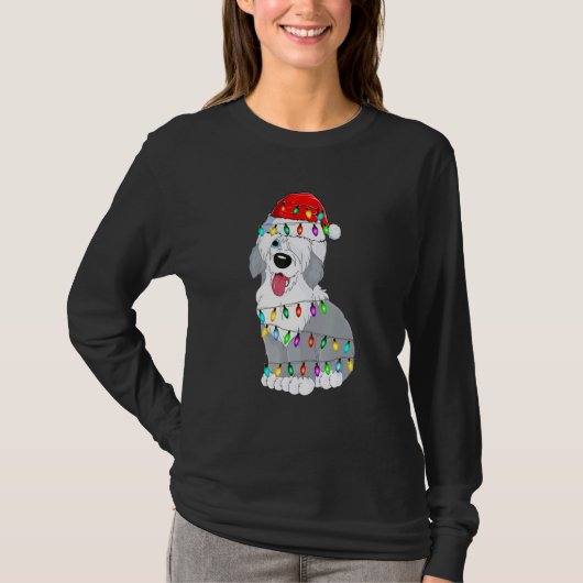 Old English Sheepdog Dog Light Decor Christmas Dog Tシャツ (正面)
