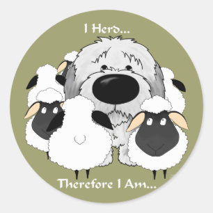 Old English Sheepdog - I Herd I Am ラウンドシール