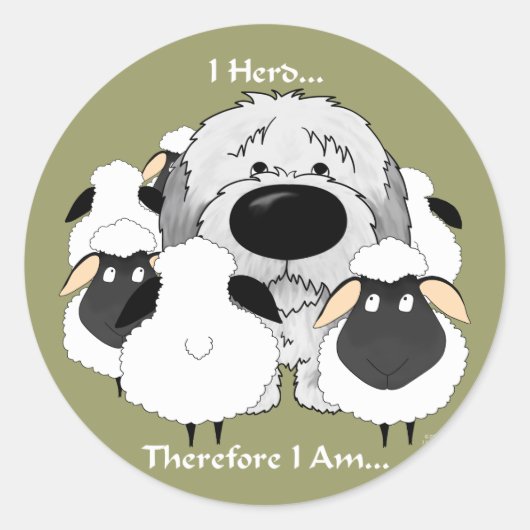 Old English Sheepdog - I Herd I Am ラウンドシール (正面)