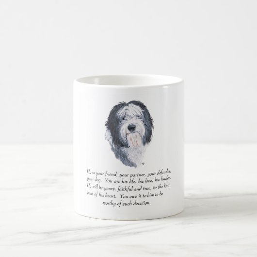 Old English Sheepdog Keepsake – 男性 コーヒーマグカップ (中央)