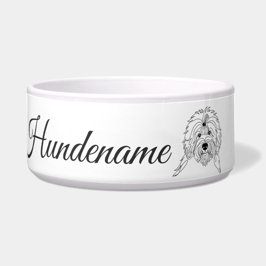 Old English Sheepdog Line Art personalized bowl ボウル (正面)