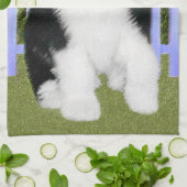 Old English Sheepdog Puppy's 絵画 - Dog Art キッチンタオル (折り畳み)
