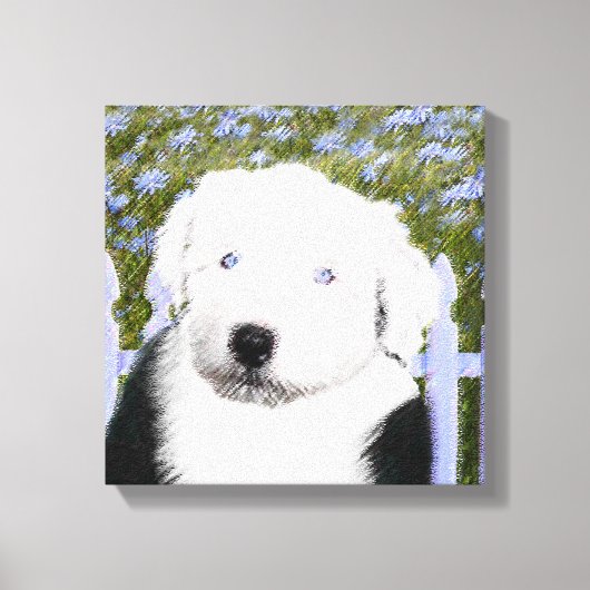 Old English Sheepdog Puppy's 絵画 - Dog Art キャンバスプリント (正面)