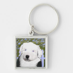 Old English Sheepdog Puppy's 絵画 - Dog Art キーホルダー
