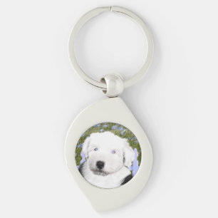 Old English Sheepdog Puppy's 絵画 - Dog Art キーホルダー