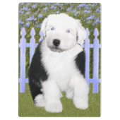 Old English Sheepdog Puppy's 絵画 - Dog Art クリップボード (裏面)