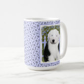 Old English Sheepdog Puppy's 絵画 - Dog Art コーヒーマグカップ (正面右)