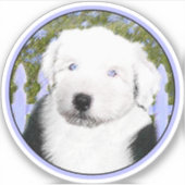 Old English Sheepdog Puppy's 絵画 - Dog Art シール (正面)