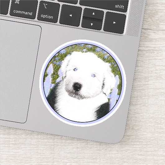 Old English Sheepdog Puppy's 絵画 - Dog Art シール (詳細)
