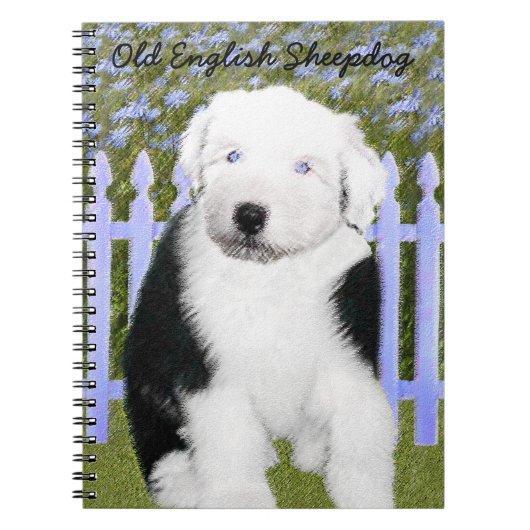 Old English Sheepdog Puppy's 絵画 - Dog Art ノートブック (正面)