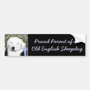 Old English Sheepdog Puppy's 絵画 - Dog Art バンパーステッカー