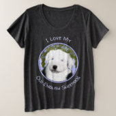 Old English Sheepdog Puppy's 絵画 - Dog Art プラスサイズTシャツ (デザイン正面)