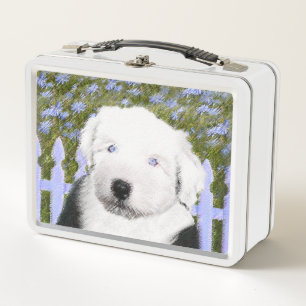 Old English Sheepdog Puppy's 絵画 - Dog Art メタルランチボックス