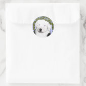 Old English Sheepdog Puppy's 絵画 - Dog Art ラウンドシール (バッグ)