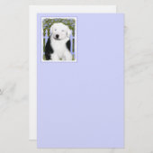 Old English Sheepdog Puppy's 絵画 - Dog Art 便箋 (正面/裏面)