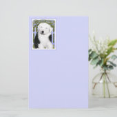 Old English Sheepdog Puppy's 絵画 - Dog Art 便箋 (スタンド正面)