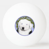 Old English Sheepdog Puppy's 絵画 - Dog Art 卓球ボール (裏面)