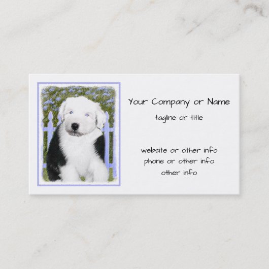 Old English Sheepdog Puppy's 絵画 - Dog Art 名刺 (正面)