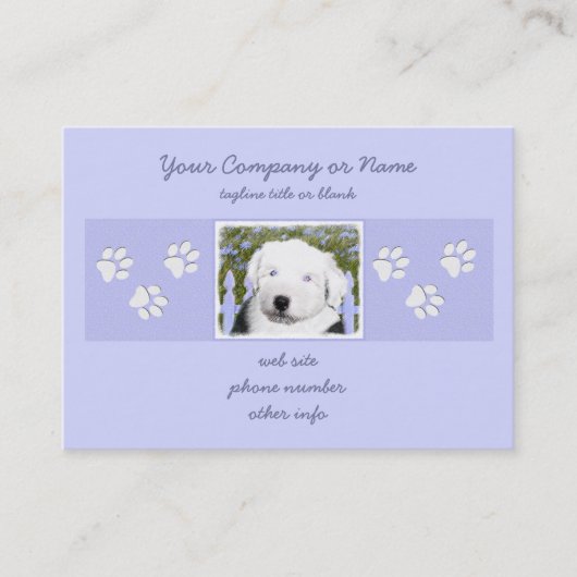 Old English Sheepdog Puppy's 絵画 - Dog Art 名刺 (正面)