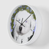 Old English Sheepdog Puppy's 絵画 - Dog Art 壁時計 (傾斜)