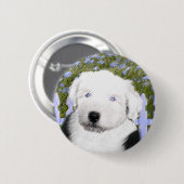 Old English Sheepdog Puppy's 絵画 - Dog Art 缶バッジ (正面&裏面)