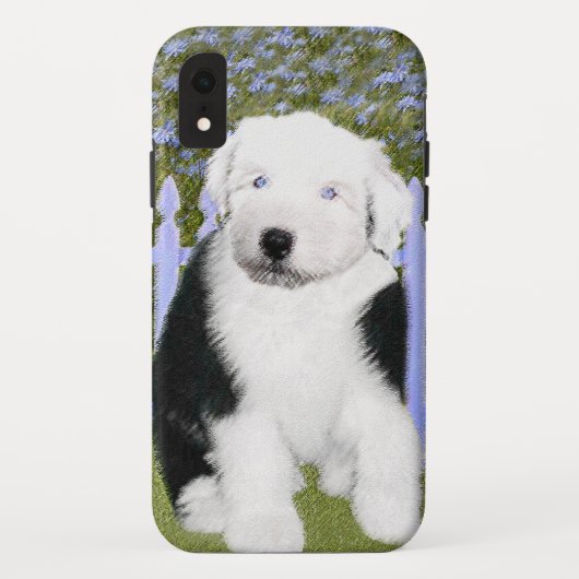 Old English Sheepdog Puppy's 絵画 - Dog Art Case-Mate iPhoneケース (裏面)