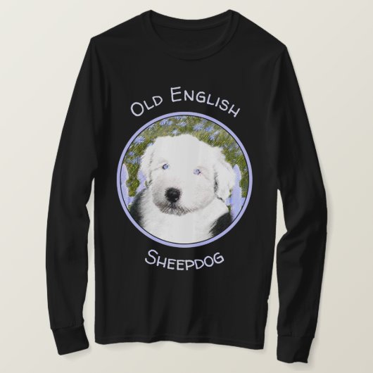 Old English Sheepdog Puppy's 絵画 - Dog Art Tシャツ (デザイン正面)