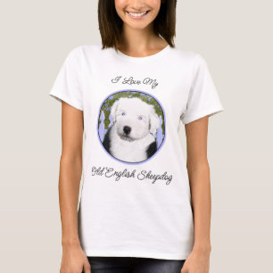 Old English Sheepdog Puppy's 絵画 - Dog Art Tシャツ