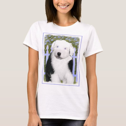 Old English Sheepdog Puppy's 絵画 - Dog Art Tシャツ (正面)