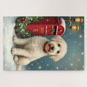 Old English Sheepdog Vintage Christmas Postcard ジグソーパズル (横)