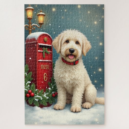 Old English Sheepdog Vintage Christmas Postcard ジグソーパズル (縦)