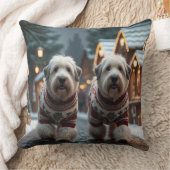 Old English Sheepdogs Christmas Snow Holiday クッション (ブランケット)