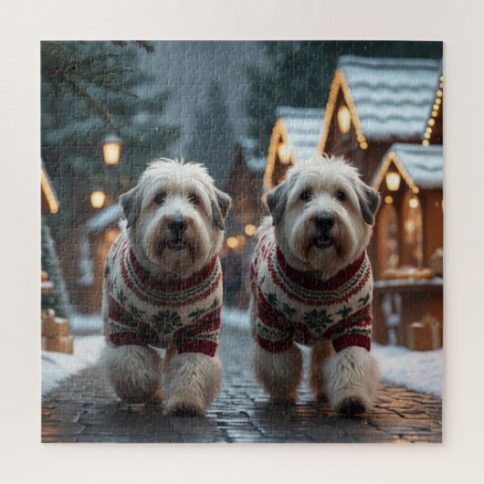 Old English Sheepdogs Christmas Snow Holiday ジグソーパズル (縦)