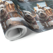 Old English Sheepdogs Christmas Snow Holiday ラッピングペーパー (ロールコーナー)