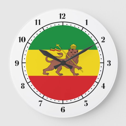 Old Ethiopian flag ラージ壁時計 (正面)