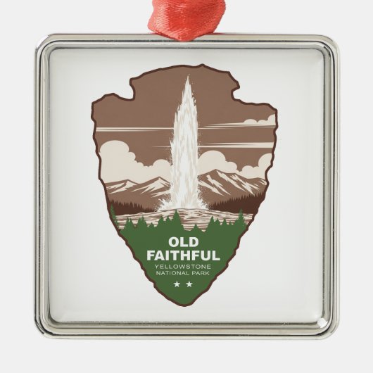 Old Faithful Yellowstone National Park Arrowhead メタルオーナメント (正面)