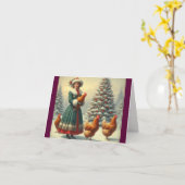 Old Fashion Country Chicken Christmas Card カード (黄色い花)
