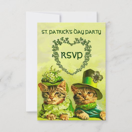OLD FASHION IRISH CATS, ST.PATRICK'S DAYパーティーRSVP 出欠カード (正面)