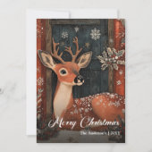 Old fashioned Christmas deer card classic greeting シーズンカード (正面)