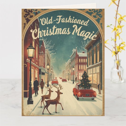 Old-Fashioned Christmas Magic; Holiday Greeting カード (黄色い花)