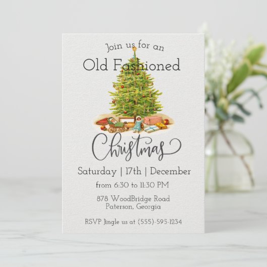 Old Fashioned Christmas Party Invitation 招待状 (スタンド正面)