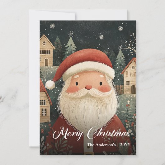 Old fashioned Christmas Santa card rustic message シーズンカード (正面)