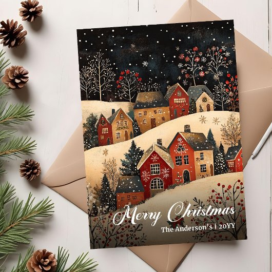 Old Fashioned Christmas Scene Editable Greeting シーズンカード