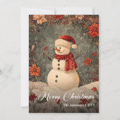 Old Fashioned Christmas Snowman Greeting Template シーズンカード (正面)
