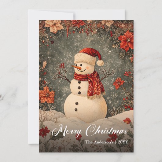 Old Fashioned Christmas Snowman Greeting Template シーズンカード (正面)